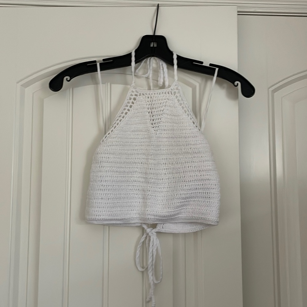 Garage White Knit Crop Top